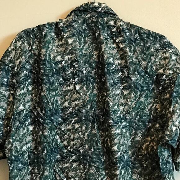 Vintage M/M Hawaiian t-shirt green palm trees tropical rayon beach summer - Picture 6 of 7